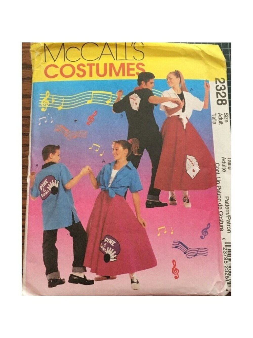 Vintage Sewing Pattern McCalls 2328 Adults 50’s Costumes Unisex S-XL 31-1/2-44